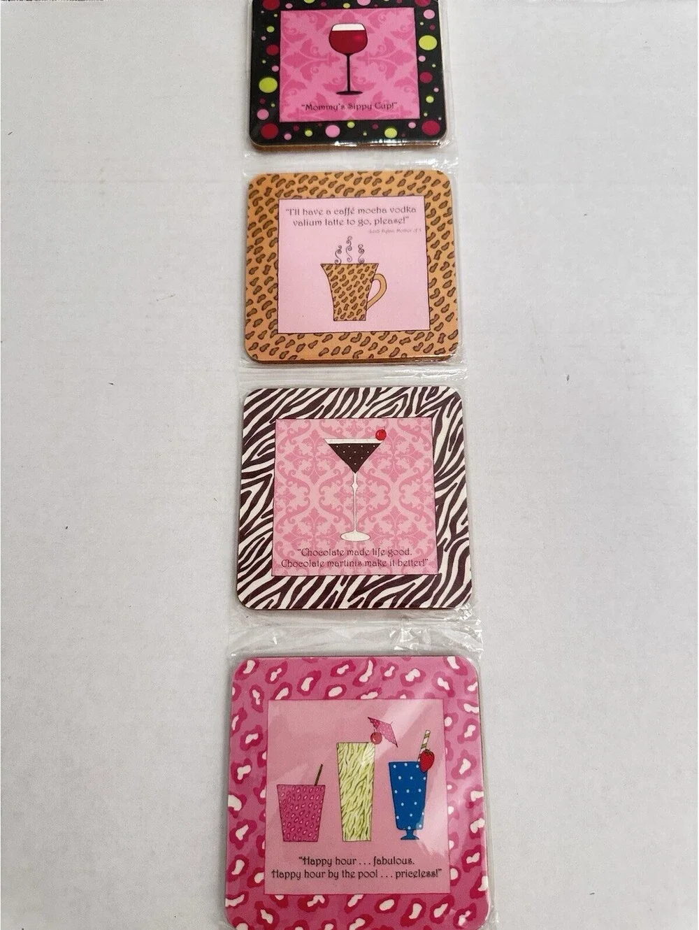 New - Funny Coasters Terry Puma Mommys Sippy Cup set 4 Design Design
